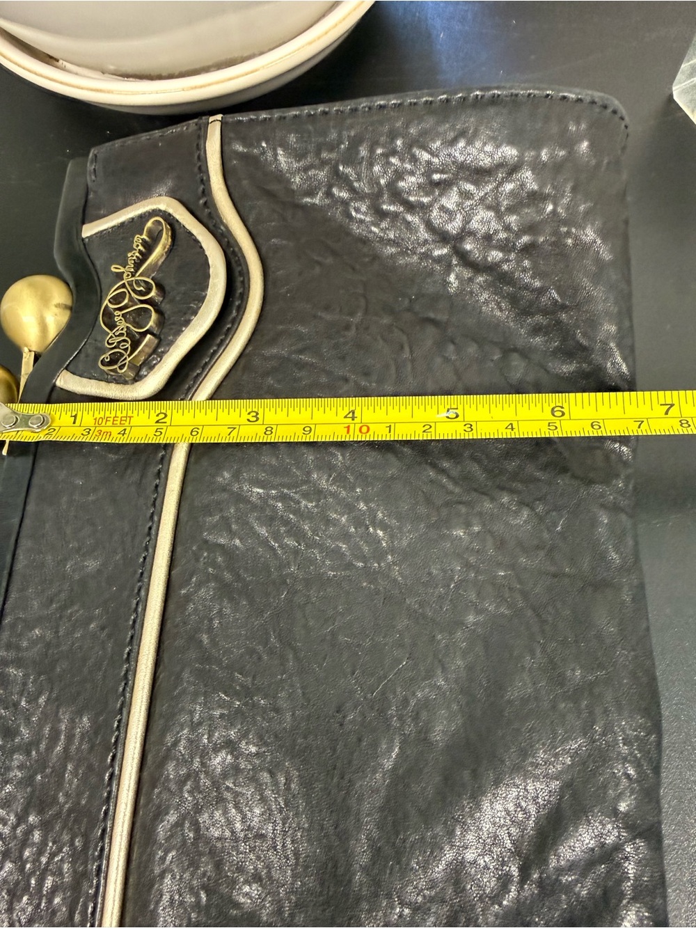 Vintage Betsy Johnson Kiss-lock leather Runway Clutch. Black leather Rare Y2K - Picture 11 of 13